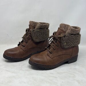 Coolway Brown Lace-Up Boots with Suede Finish
